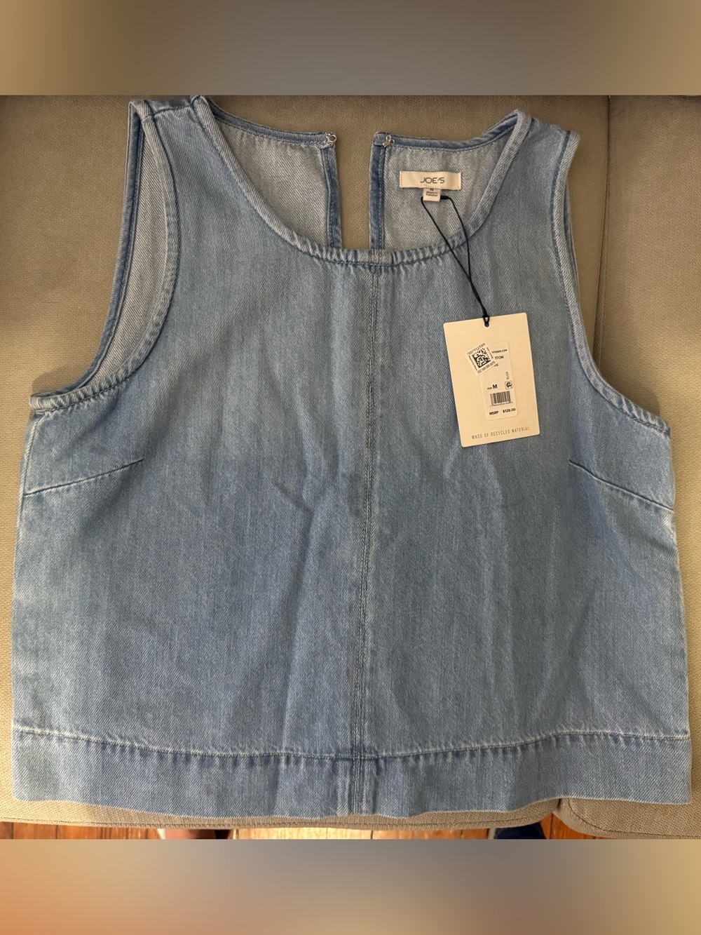 NWT Joe's Jeans The Denim Shell Top Copious Light Wash Denim Boxy Tank Size M